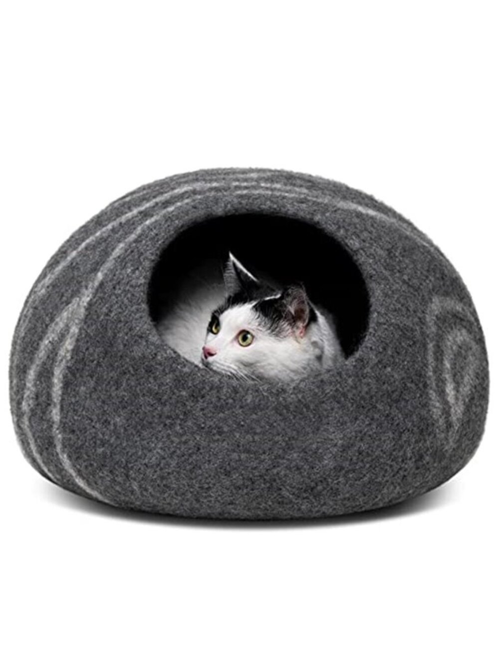 Wool Cat Cave Bed Pet Tent Hideaway Merino Felt Indoor Sleeping Bed Dark Grey